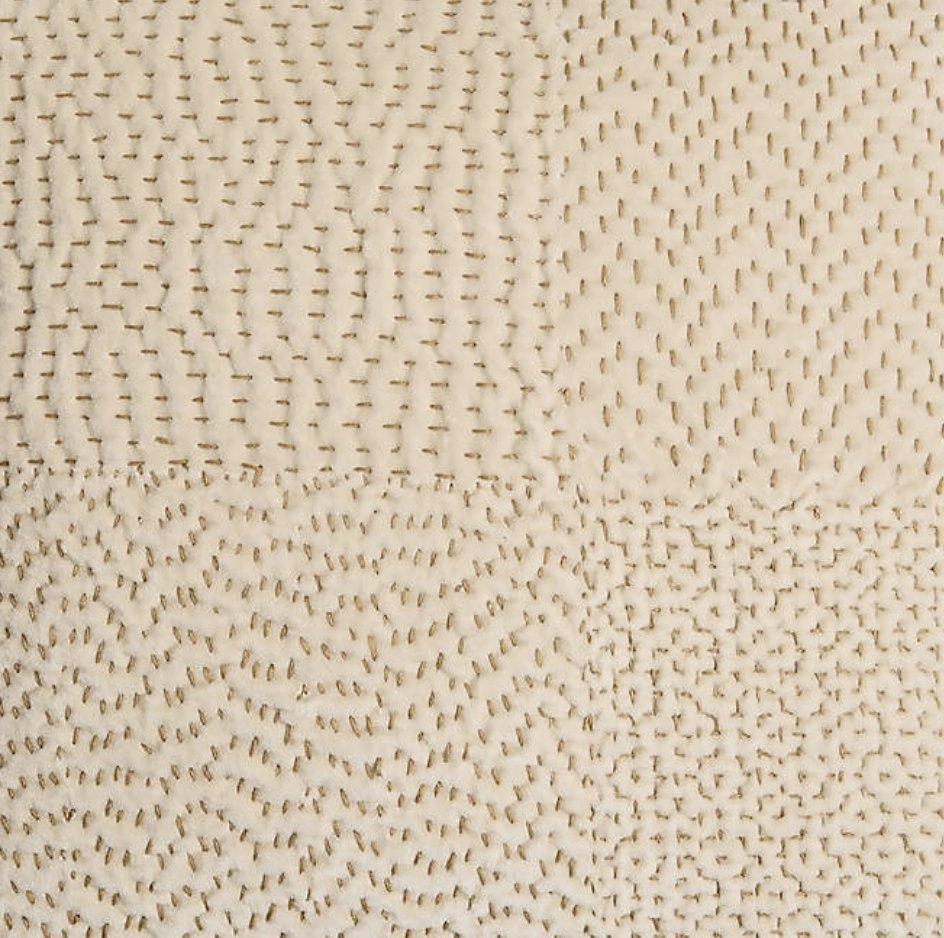 Sashiko Organic Cotton Velvet 20x20 Travertine Beige Throw Pillow with Down-Alternative insert - Image 7