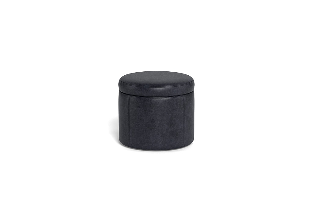 Colten Leather Round Storage Stool Ottoman - Image 0