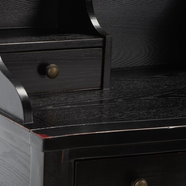 Landon 5 Drawer Writing Desk - Distressed Black - Safavieh - Image 4