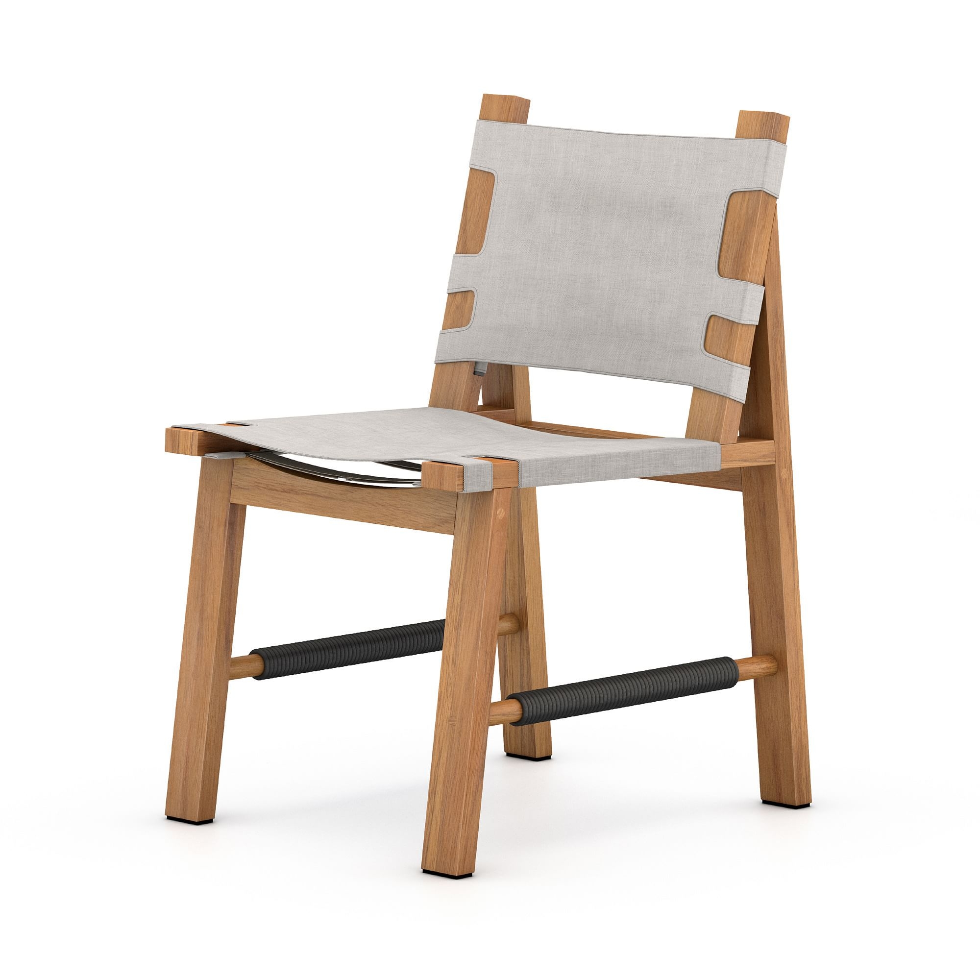 Teak Outdoor Sling Dining Chair, Ivory - Image 0