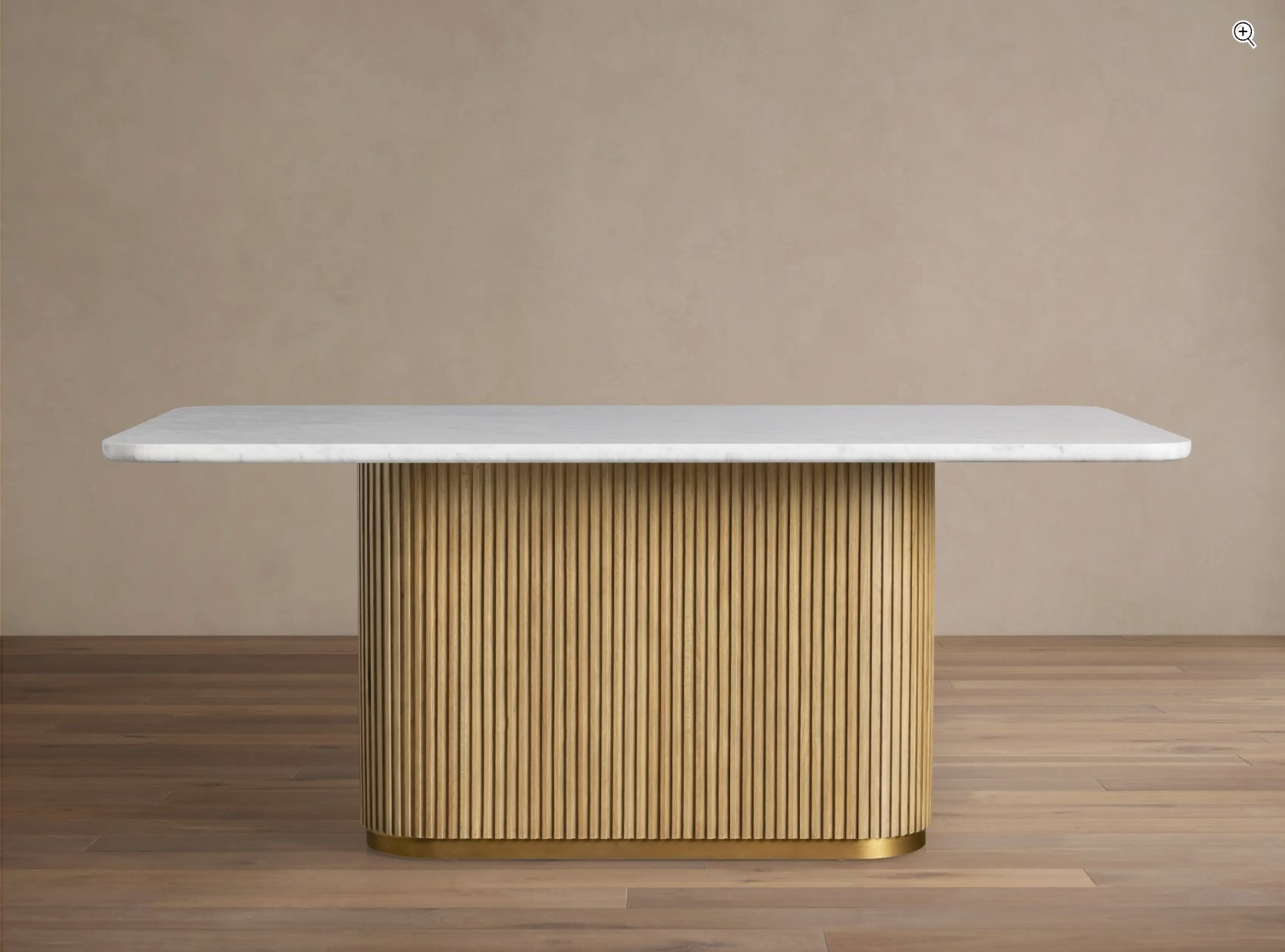 Finnley Dining Table in Stone 84" White  Honey/Carrara - Image 0