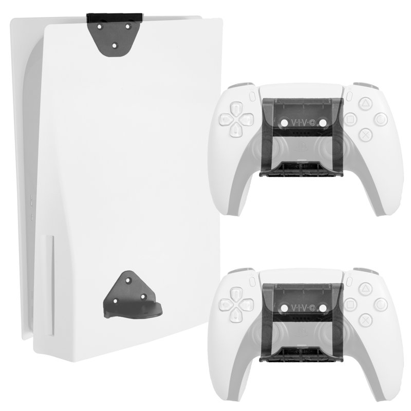 2-in-1 (Wall & Desk) Mount Designed for PS5 + 2 Controller Mounts - Image 2