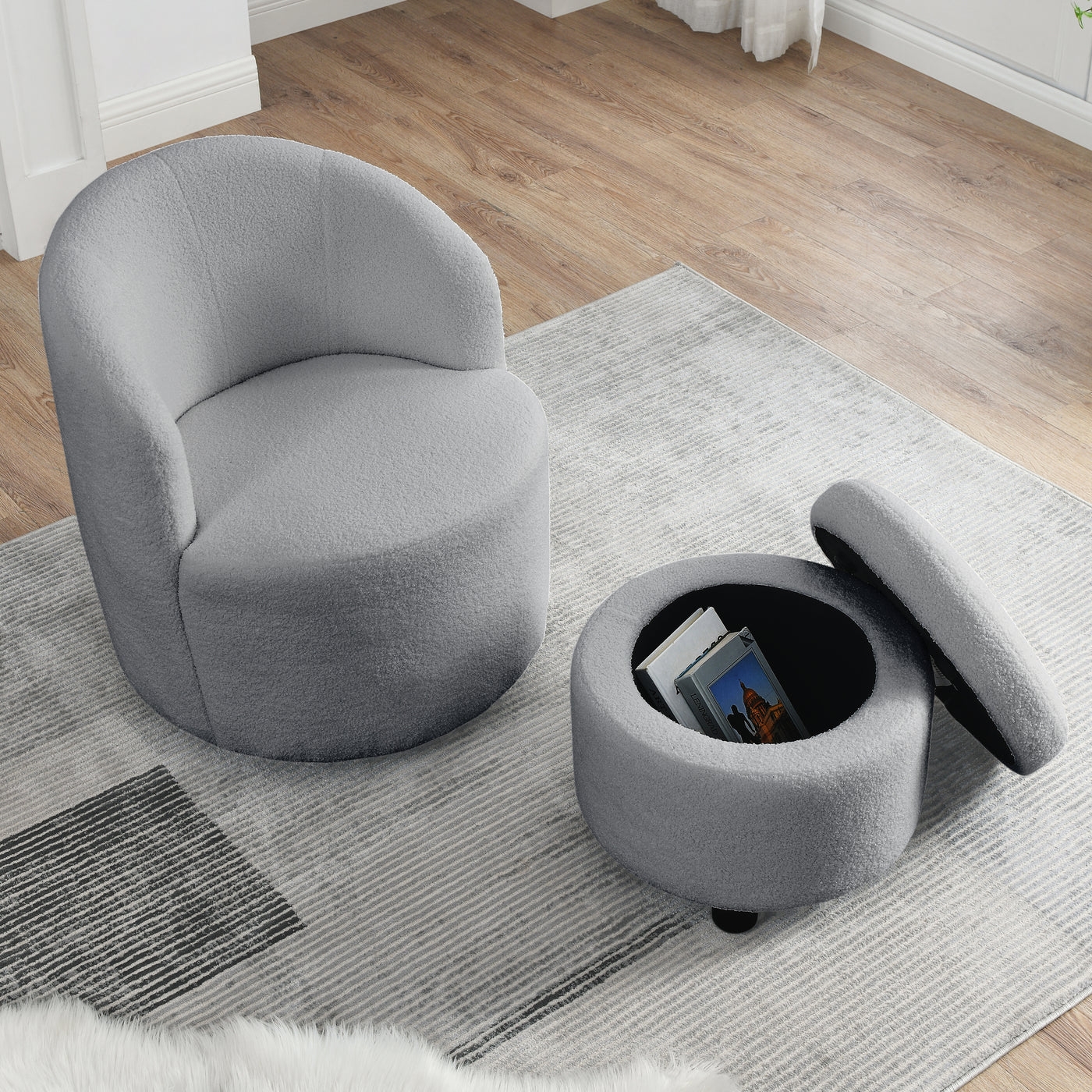 Contour & Co. | Swivel Barrel Accent Chair with Ottoman - Image 1