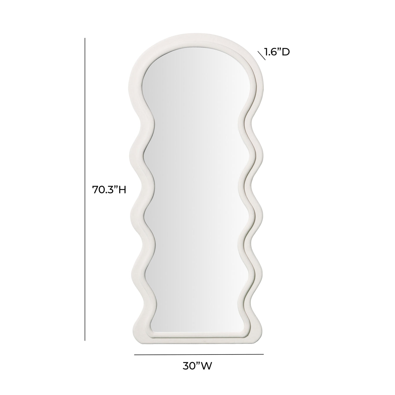 Rhodes Cream Velvet 70 inch Floor Mirror - Image 3