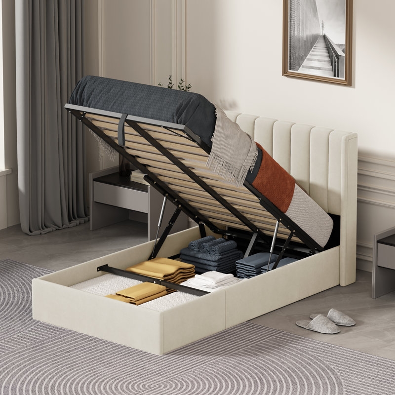 Daizia Lift Up Storage Platform Bed with Wingback Headboard - Image 2