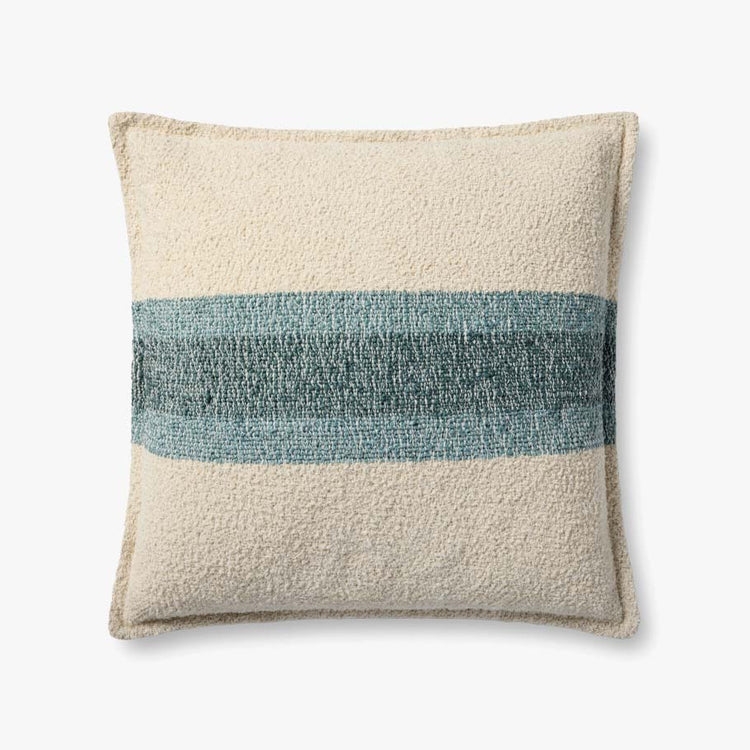 Brigette Romanek x Loloi Not Named Natural / Blue 22'' x 22'' Pillow Cover w/Poly - Image 0