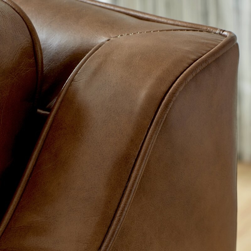 Ashtabula Genuine Leather Square Arm Accent Chair - Image 2