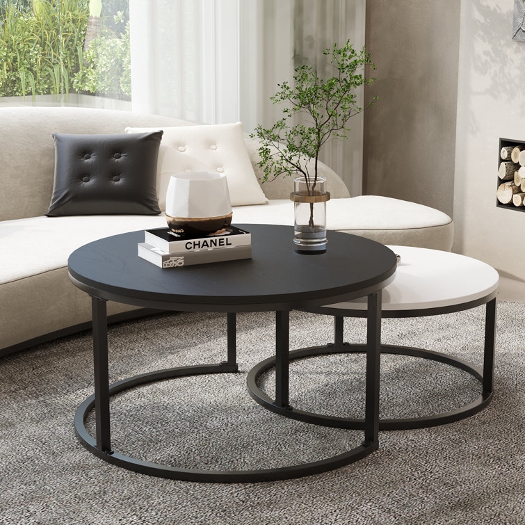 Latitude Run® 33.9 Inch Nesting Coffee Table Set (black & White) - Image 0
