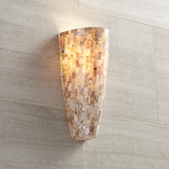 Possini Euro 11 3/4" High Mother of Pearl Mosaic Wall Sconces Set of 2 - Image 1