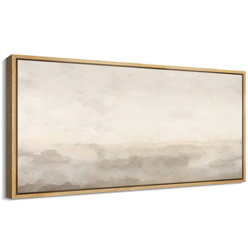 Minimal Landscape Muted Abstract Landscape Minimalist Neutral Décor Extra Large Framed Canvas Print Wall Art - Image 1