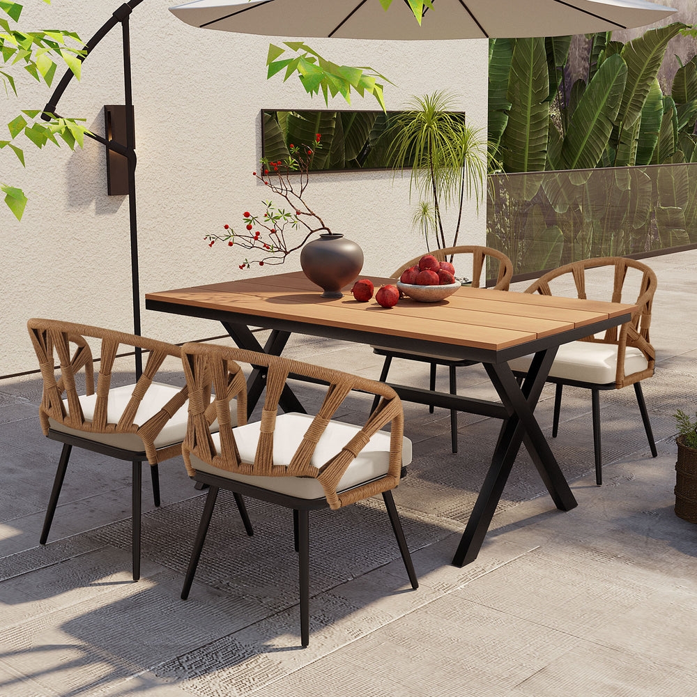 Contour & Co. | U Style Contemporary Outdoor Dining Table and Chairs Set - Image 0