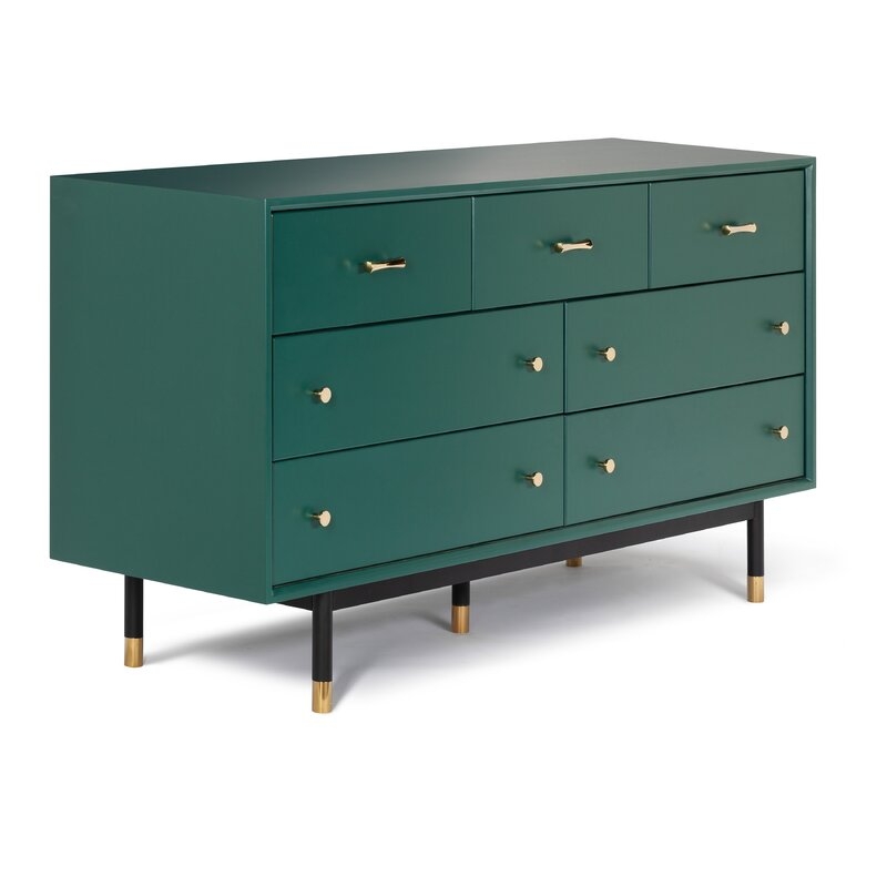 Blair 7 Drawer 60'' W Solid Wood Dresser - Green - Image 1
