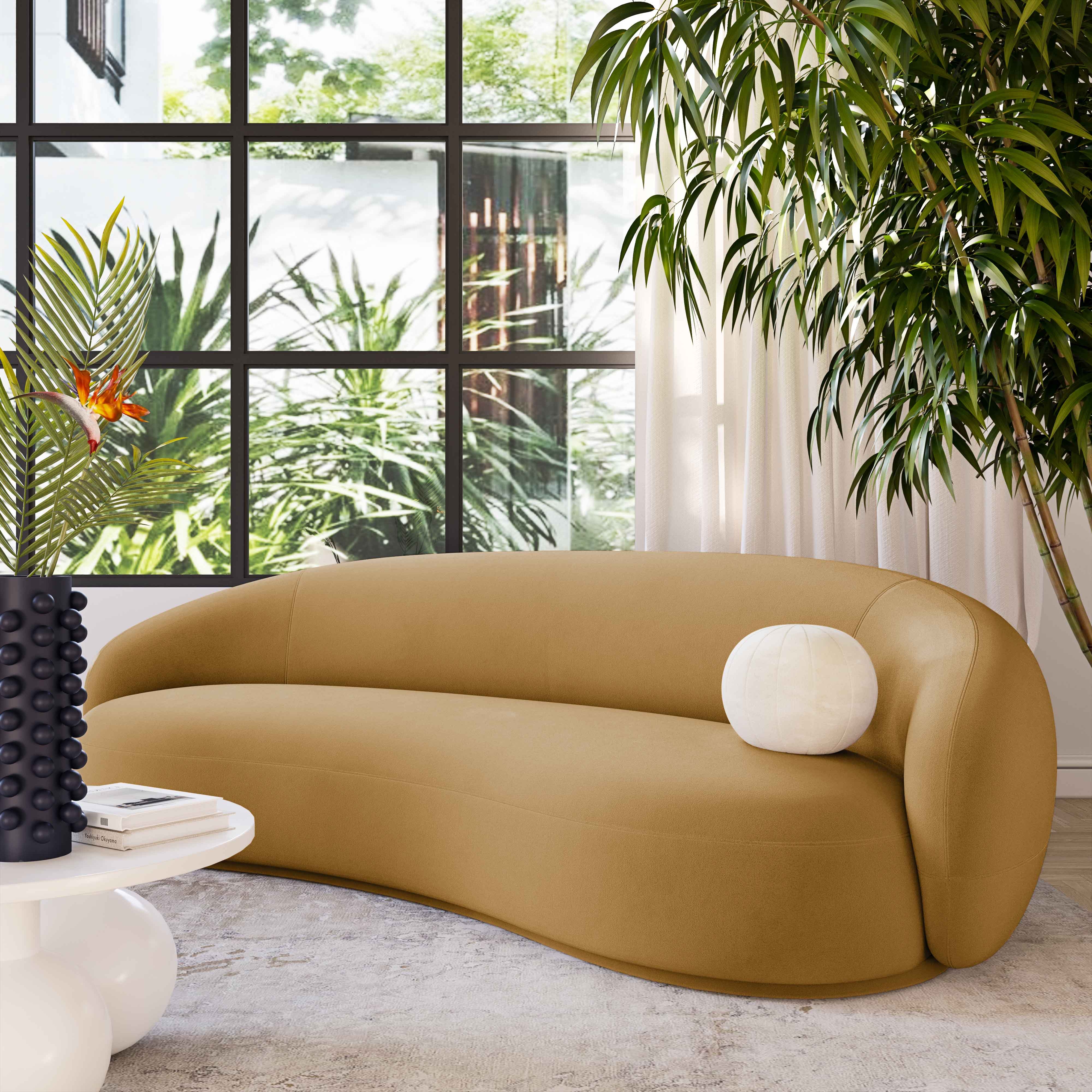 Kendall Cognac Velvet Sofa - Image 1