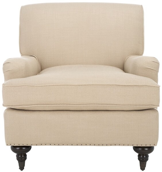 Chloe Club Chair - Beige/Espresso - Safavieh - Image 1