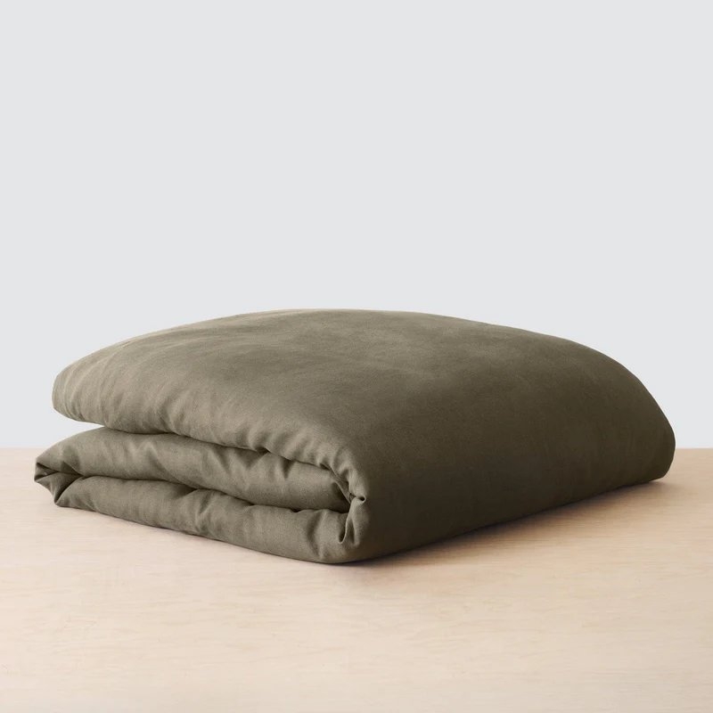 The Citizenry Stonewashed Linen Duvet Cover | Full/Queen | Duvet Only | Olive - Image 1