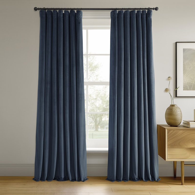Olivia Signature Thermal Lined 100% Blackout Velvet Curtains for Bedroom & Living Room Curtains Single Panel Window Curtains - Image 0