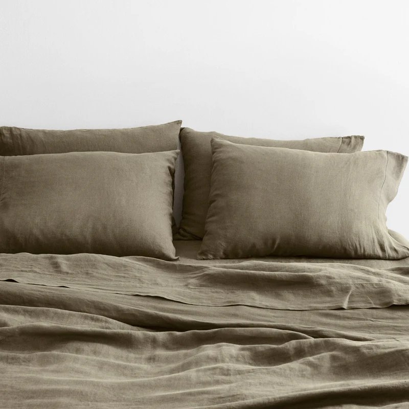 The Citizenry Stonewashed Linen Duvet Cover | Full/Queen | Duvet Only | Olive - Image 2