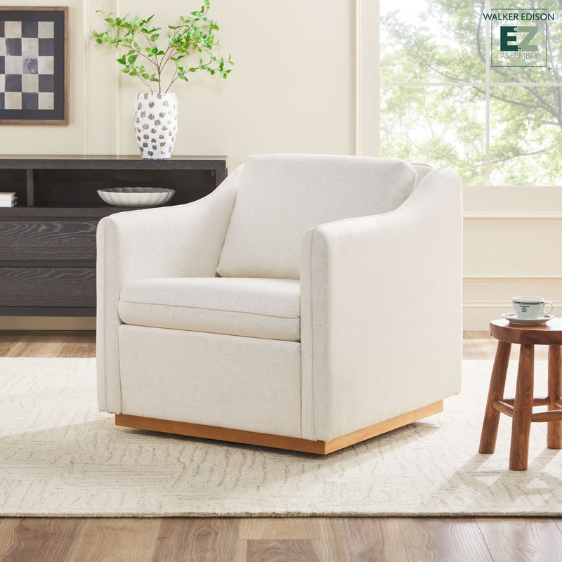 Nash Modern Farmhouse Easy Assembly Linen Swivel Accent Chair - Image 0