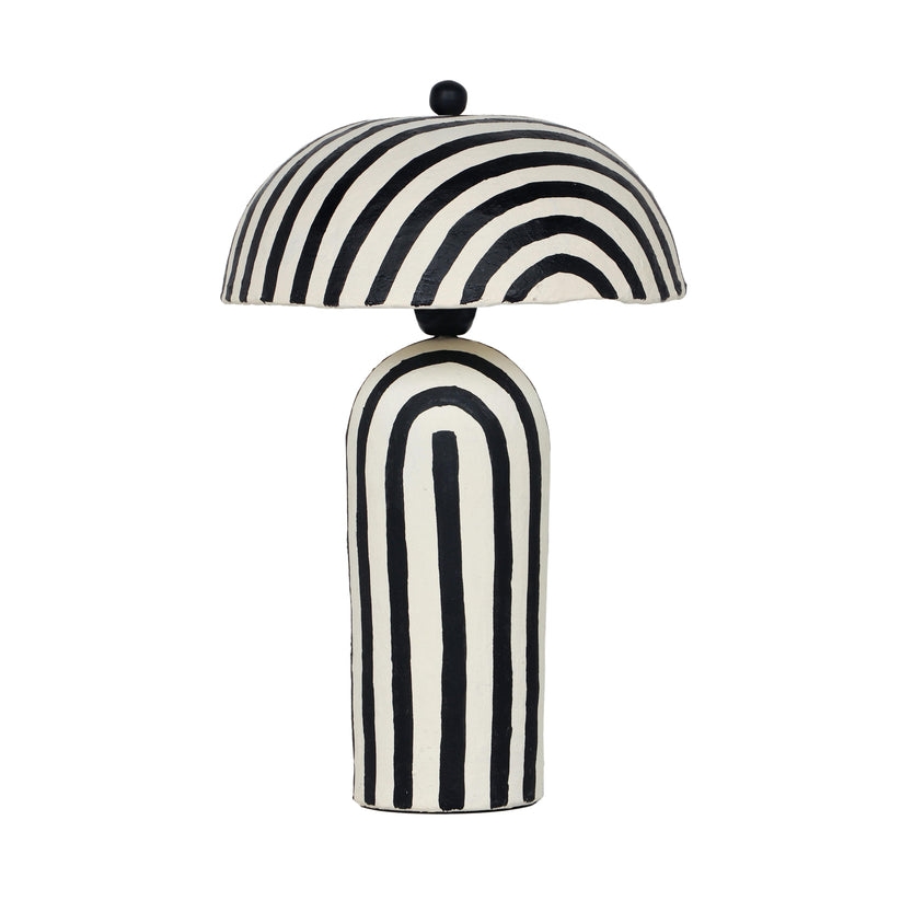 Maiori Black Striped Papier Mache Table Lamp - Image 0