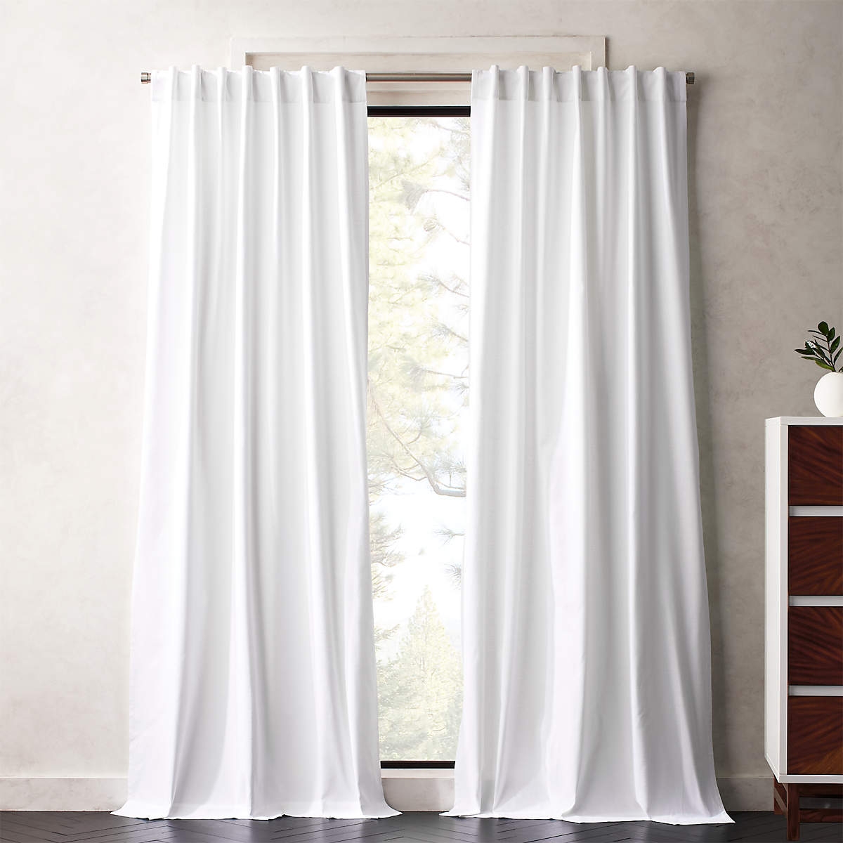 White Cotton Basketweave Window Curtain Panel 48"x96" - Image 0