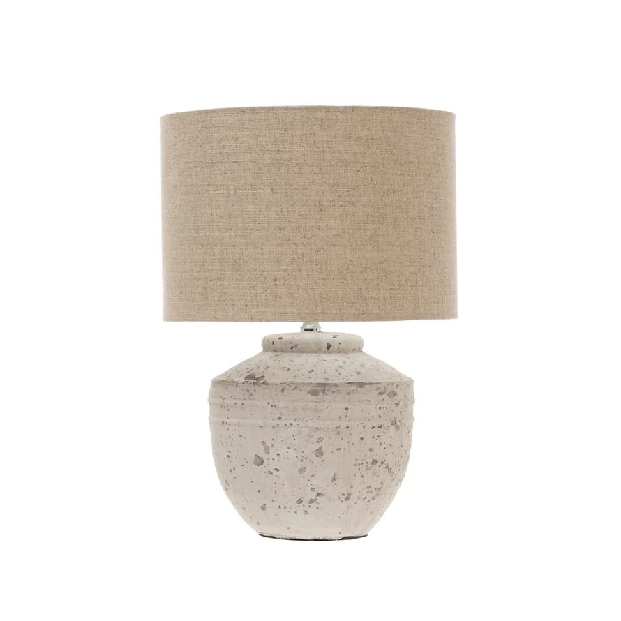 19.25 in Cement Table Lamp with Linen Shade - Image 1