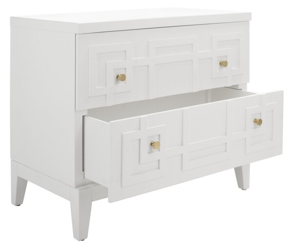 Luiza 2 Drawer Nightstand - White / Gold - Safavieh - Image 2