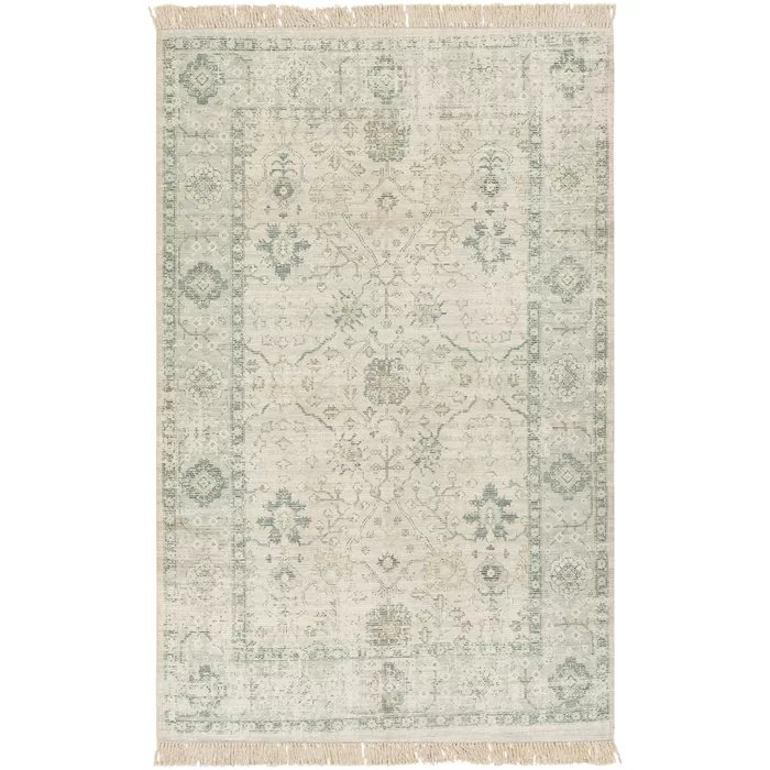 Tucson Handmade Flatweave Sage Green/Light Olive/White Rug - Image 0