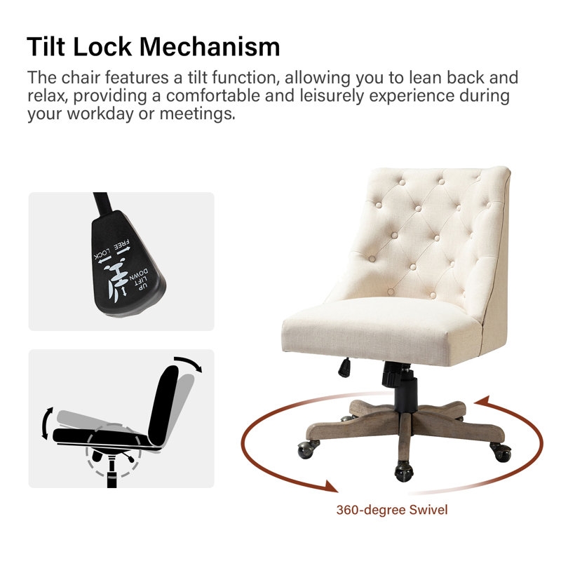 Vail Linen Task Chair / Beige - Image 2