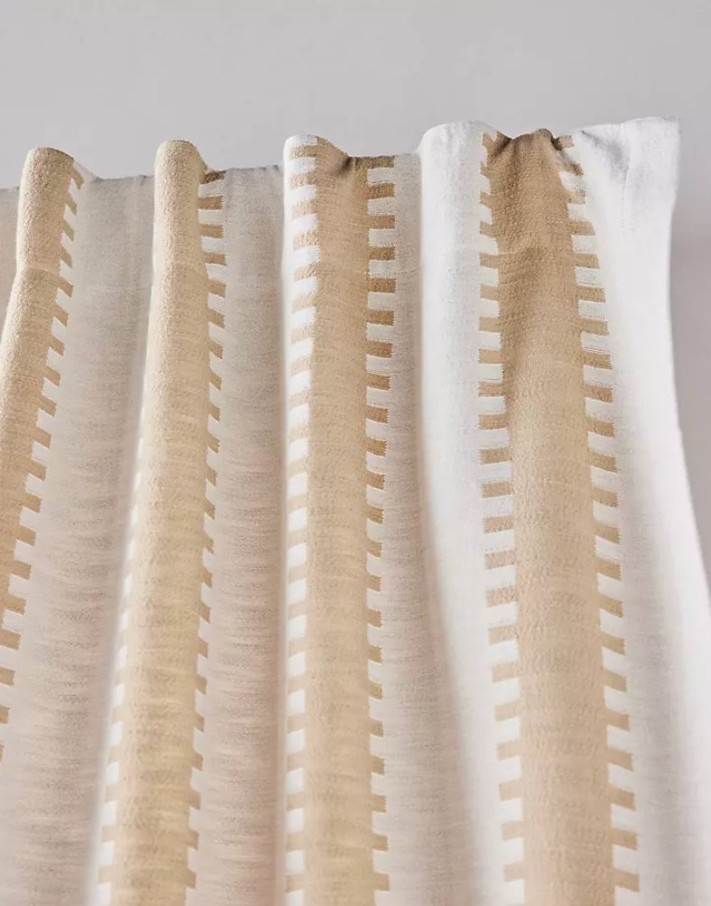 Cotton Jacquard Notched Striped Curtain - Image 1