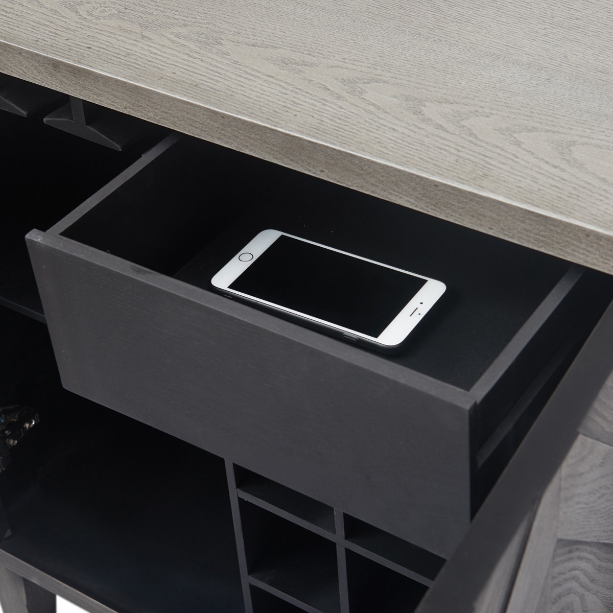 Finch Friedman Errol Bar Cabinet with Wine Storage, Gray - Image 4