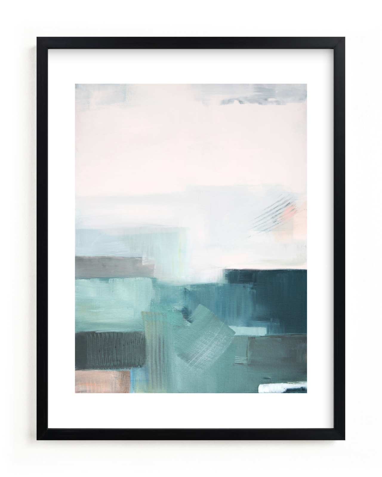 Sage Fields ll, Sage Green, Rich Black Wood Frame, White Border - Image 0