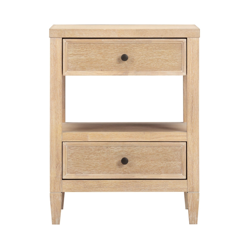 Kinsley Park Whitewashed Oak Wood Open Nightstand - Image 0