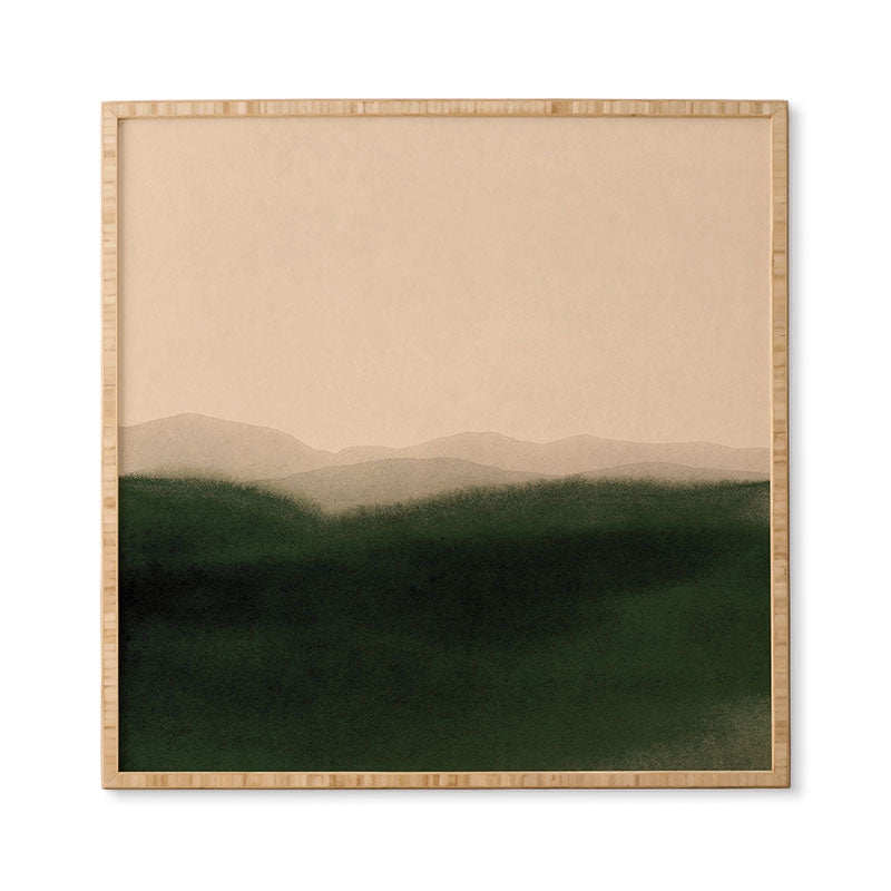 Green Hills by Iris Lehnhardt - Framed Wall Art Bamboo 30" x 30" - Image 0