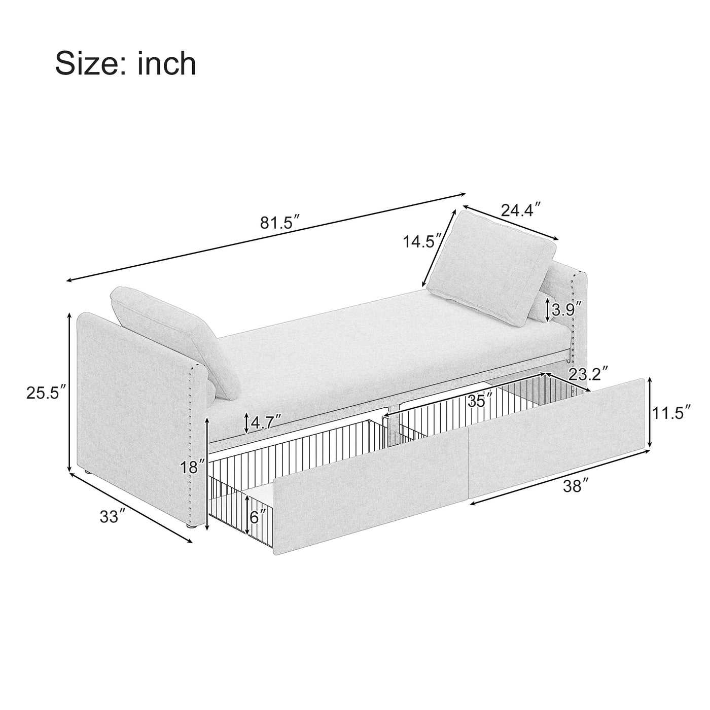 Contour & Co. | Modern Chaise Lounger Storage Bench - Image 3