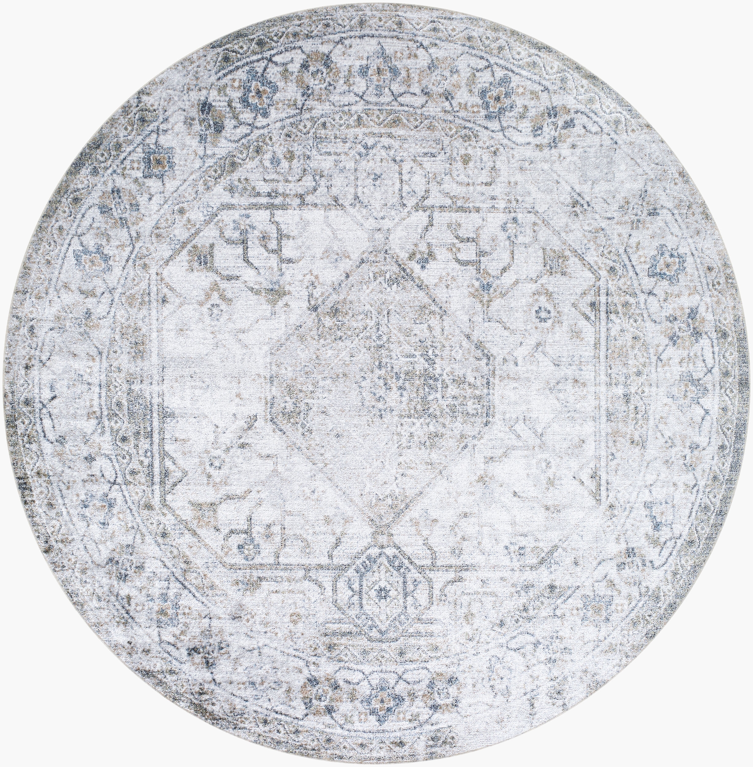 Lillian Gray Indoor 6'7" x 6'7" Machine Woven Rug - Image 0