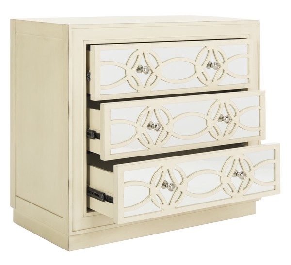 Catalina 3 Drawer Chest - Antique Beige/Mirror - Safavieh - Image 2