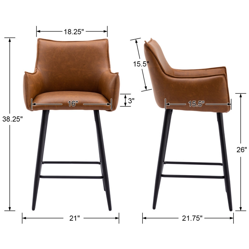 Honorata Upholstered Counter Stool with Metal Frame (Set of 2) - Image 2