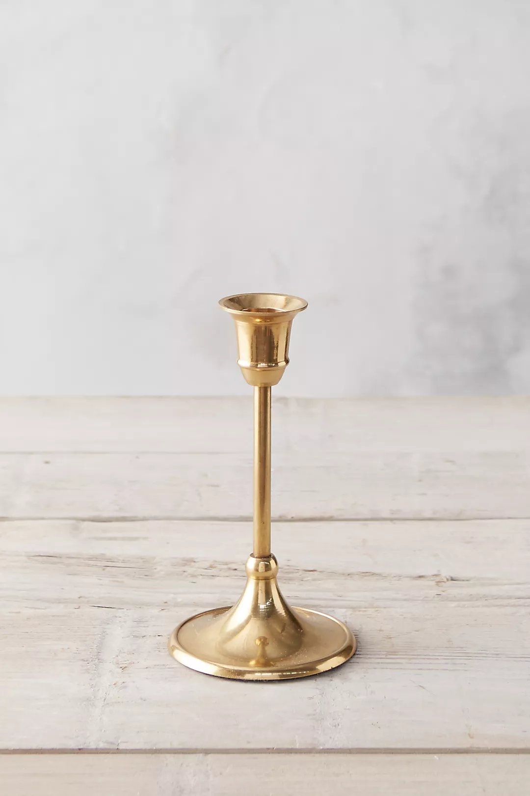 Antiqued Brass Candlestick, Tall - Image 2