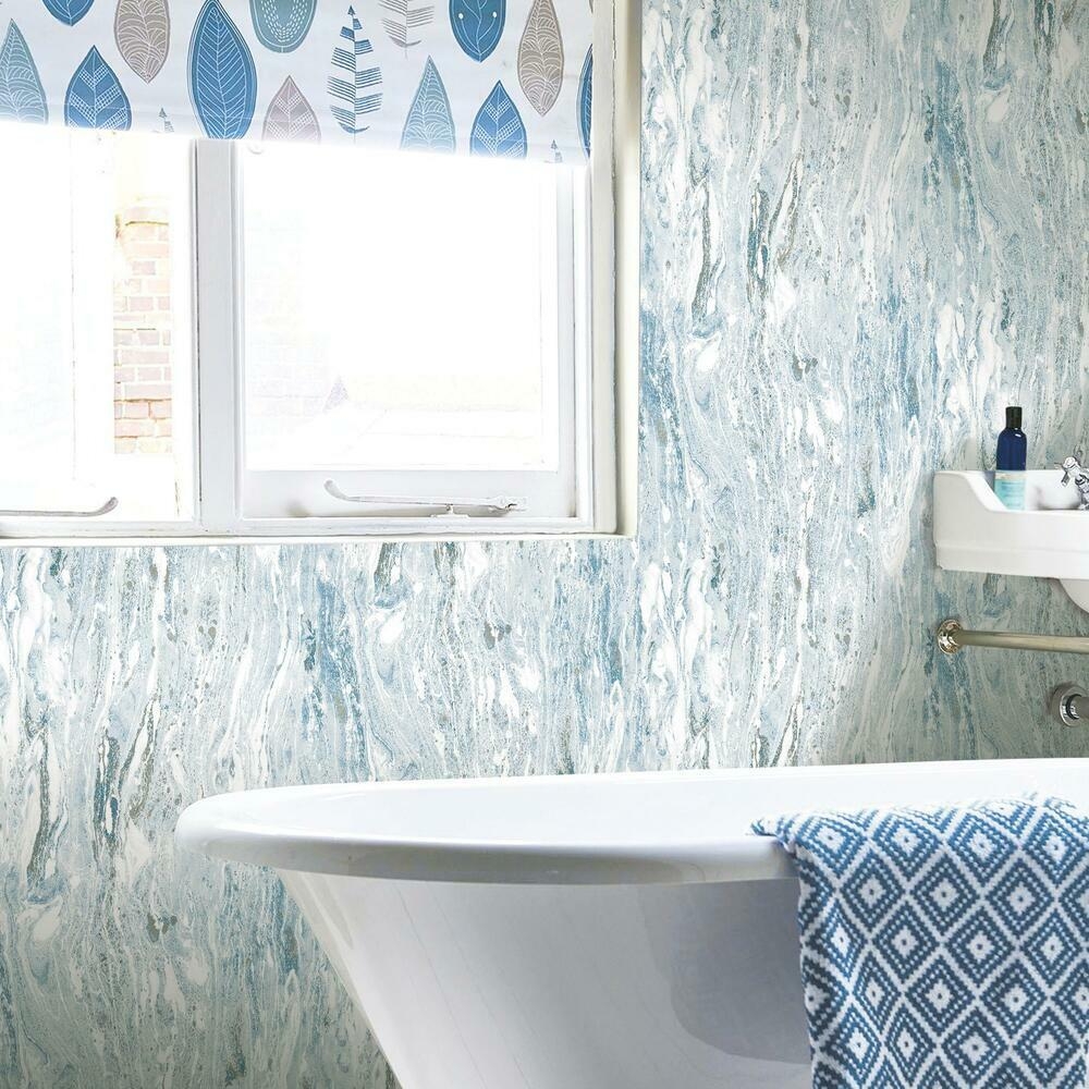 Marble Seas Peel and Stick Wallpaper / Blue - Image 1