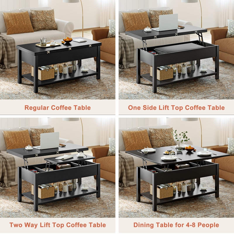 Torron Lift Top Square Coffee Table, 4-in-1 Multi-Function and Large Coffee Table with Storage - Image 1