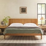 Paris Contemporary Reeded Headboard Solid Wood Bed - Image 2