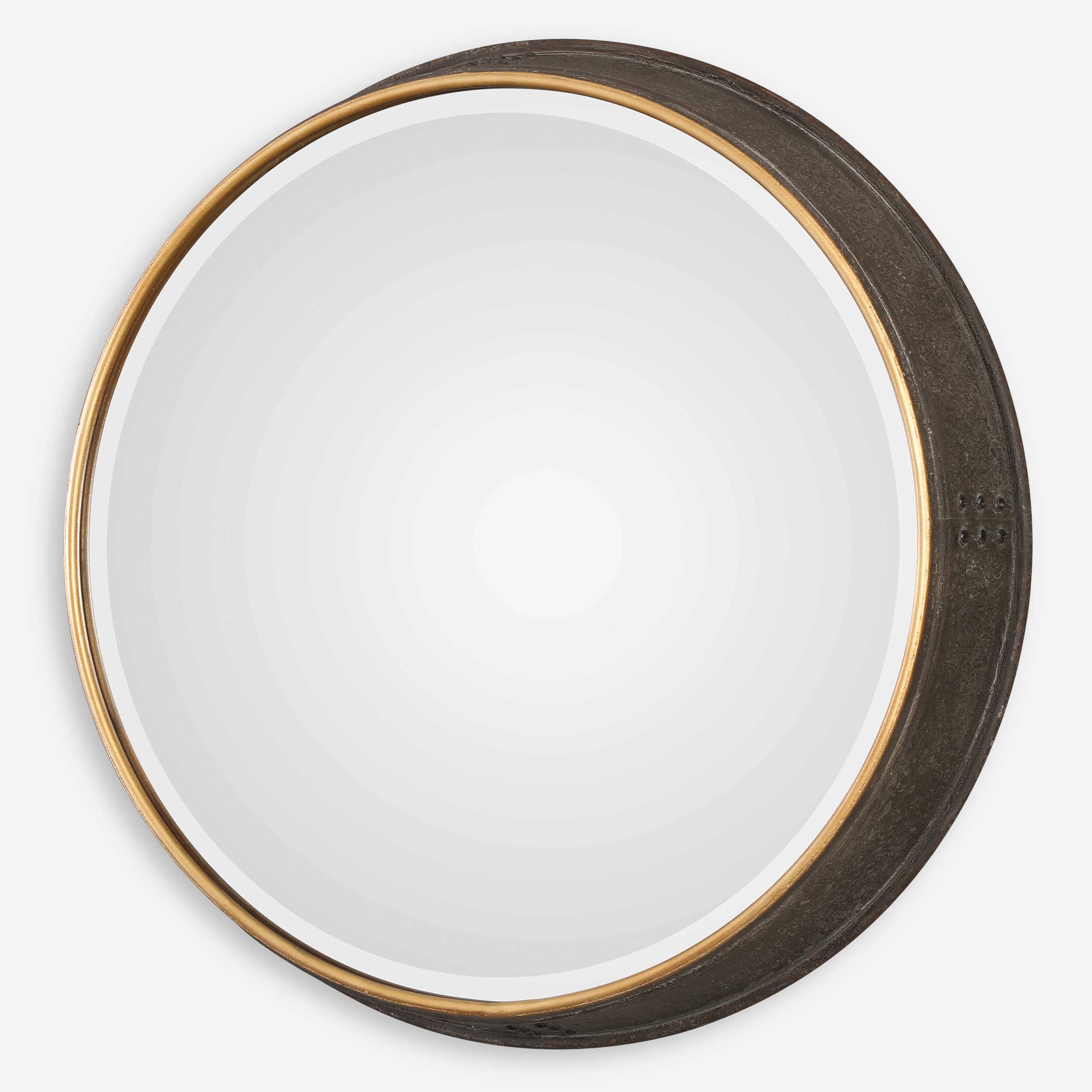 Sturdivant Antiqued Gold Round Mirror - Image 0