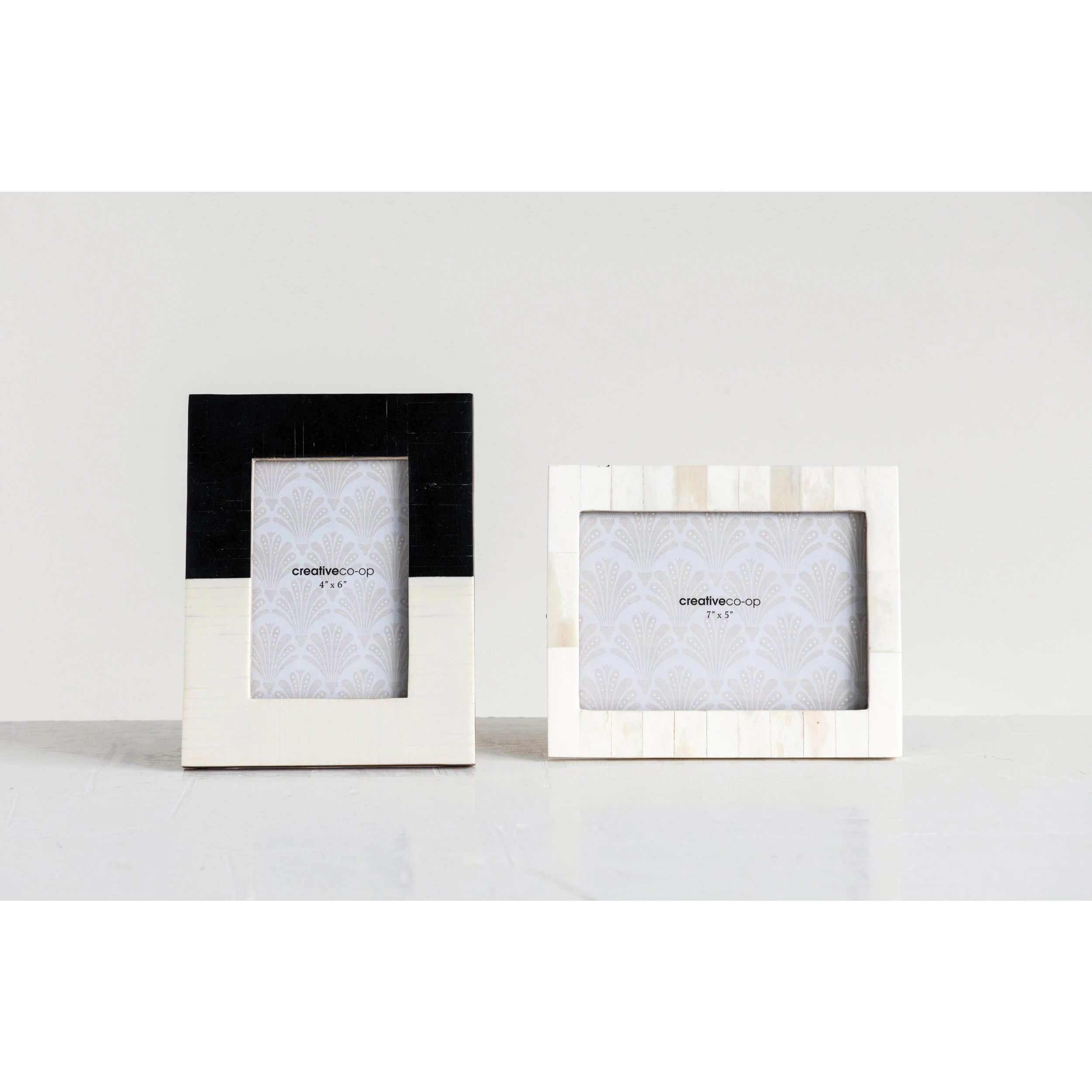 White Resin Photo Frame with Beige Accents (Holds 5" x 7" Photo) - Image 2