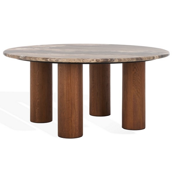 Tylee Round Marble Coffee Table - Dark Brown/Walnut - Image 0