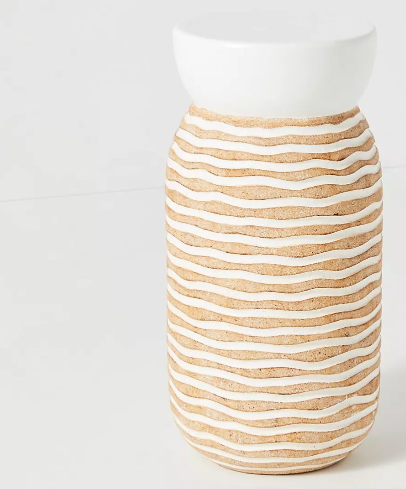 Tidal Stripe Side Table By Anthropologie in White - Image 0