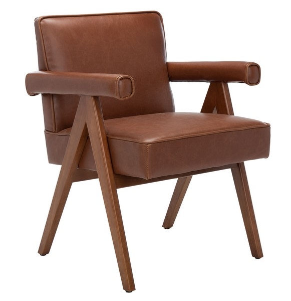Suri Mid Century Arm Chair - Cognac / Walnut - Safavieh - Image 0
