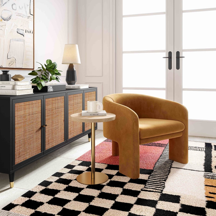 Marla Cognac Velvet Accent Chair - Image 3