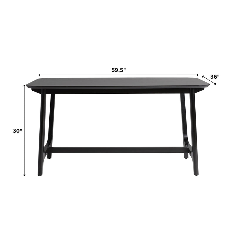 Mid-Century 60" Modern Dining Table with Trestle Base, Black Ash Veneer - Image 2