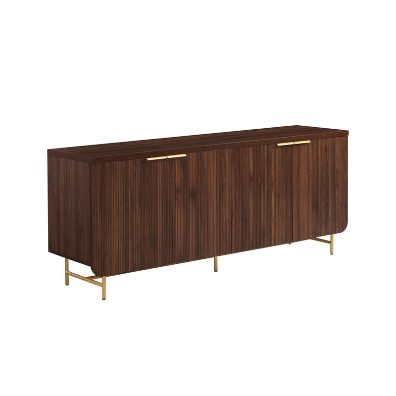 69" Scandinavian 4 Door Sideboard - Dark Walnut/ Gold - Image 2