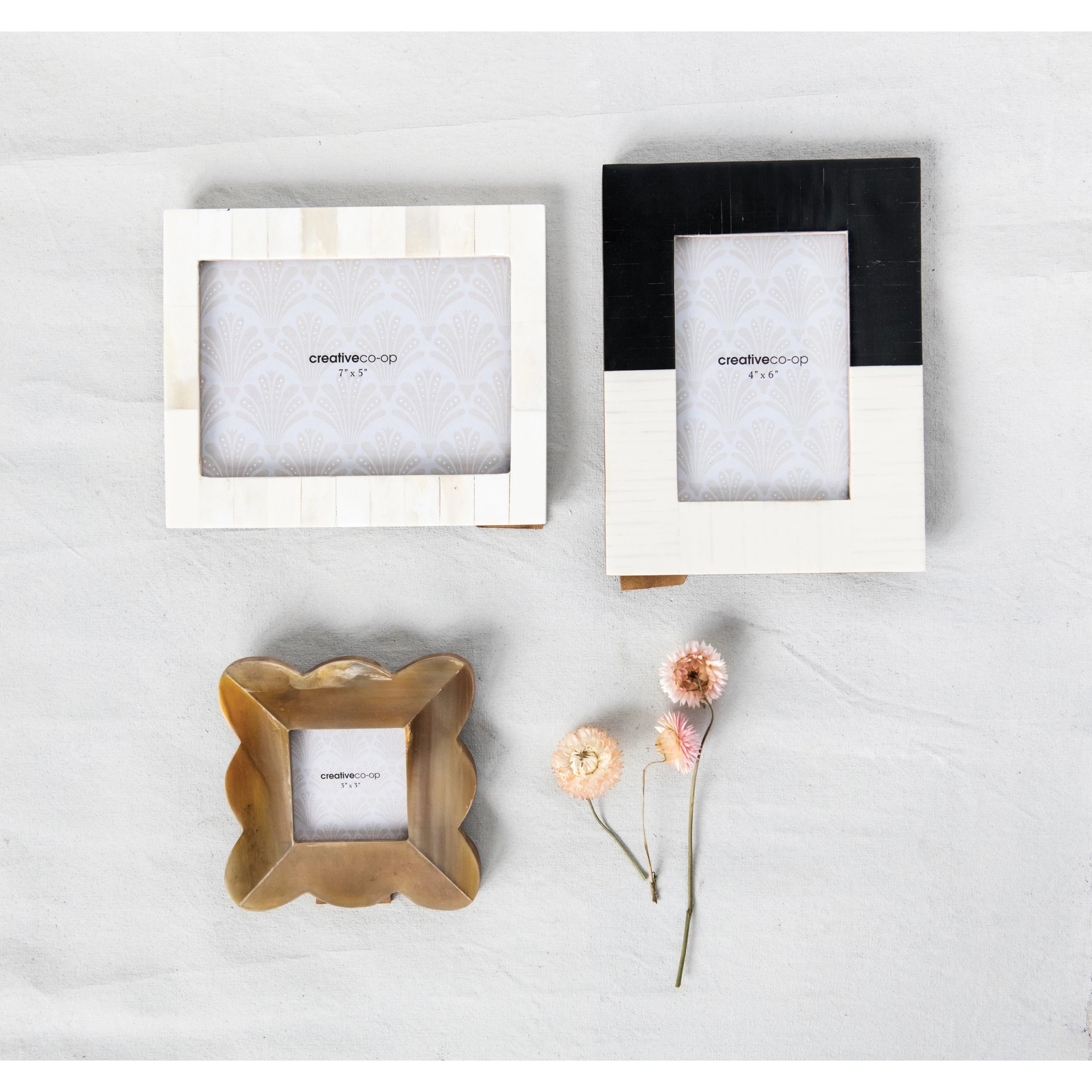 White Resin Photo Frame with Beige Accents (Holds 5" x 7" Photo) - Image 3